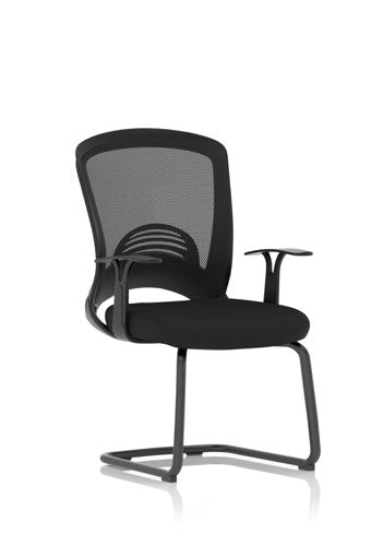 Astro Mesh Back Visitor Chair Cantilever Leg Bespoke Fabric Seat Black - BR000307 DD