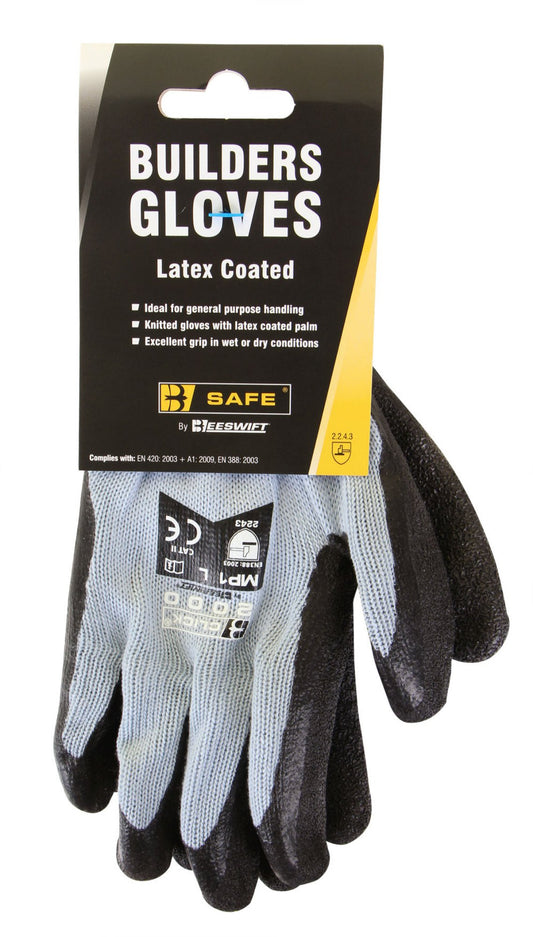 Beeswift B-Safe Builders Latex Glove Black L (Pair)