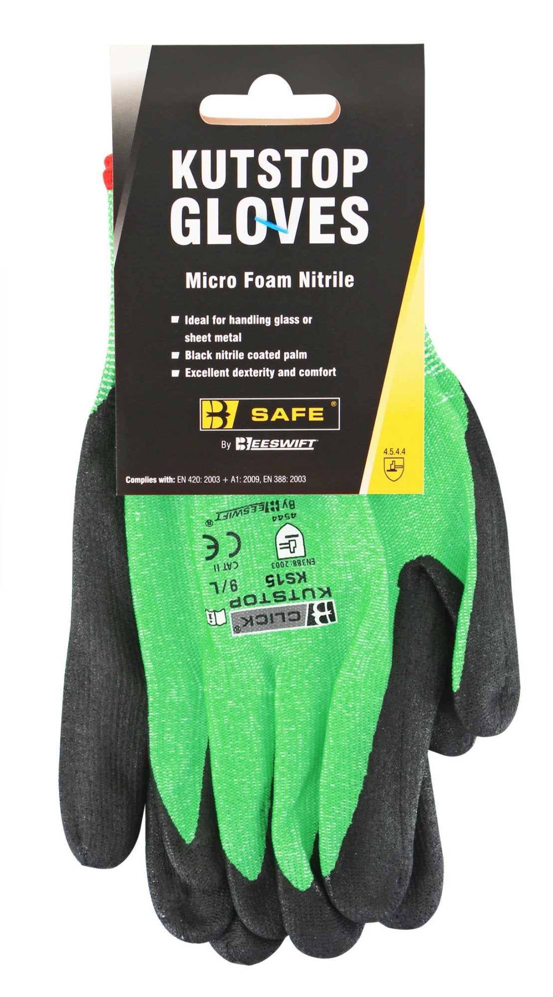 Beeswift B-Safe Kutstop Micro Foam Nitrile Glove Green L (Pair)