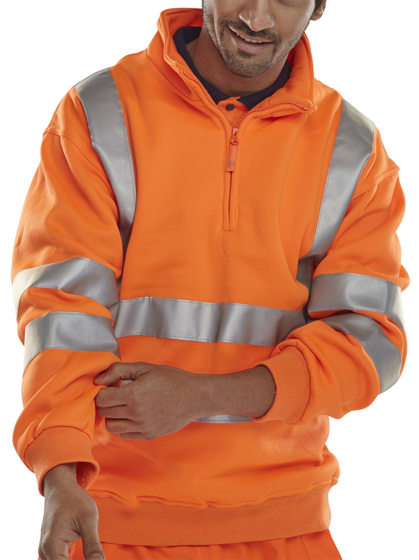 Beeswift Quarter Zipped Sweatshirt Orange 2XL