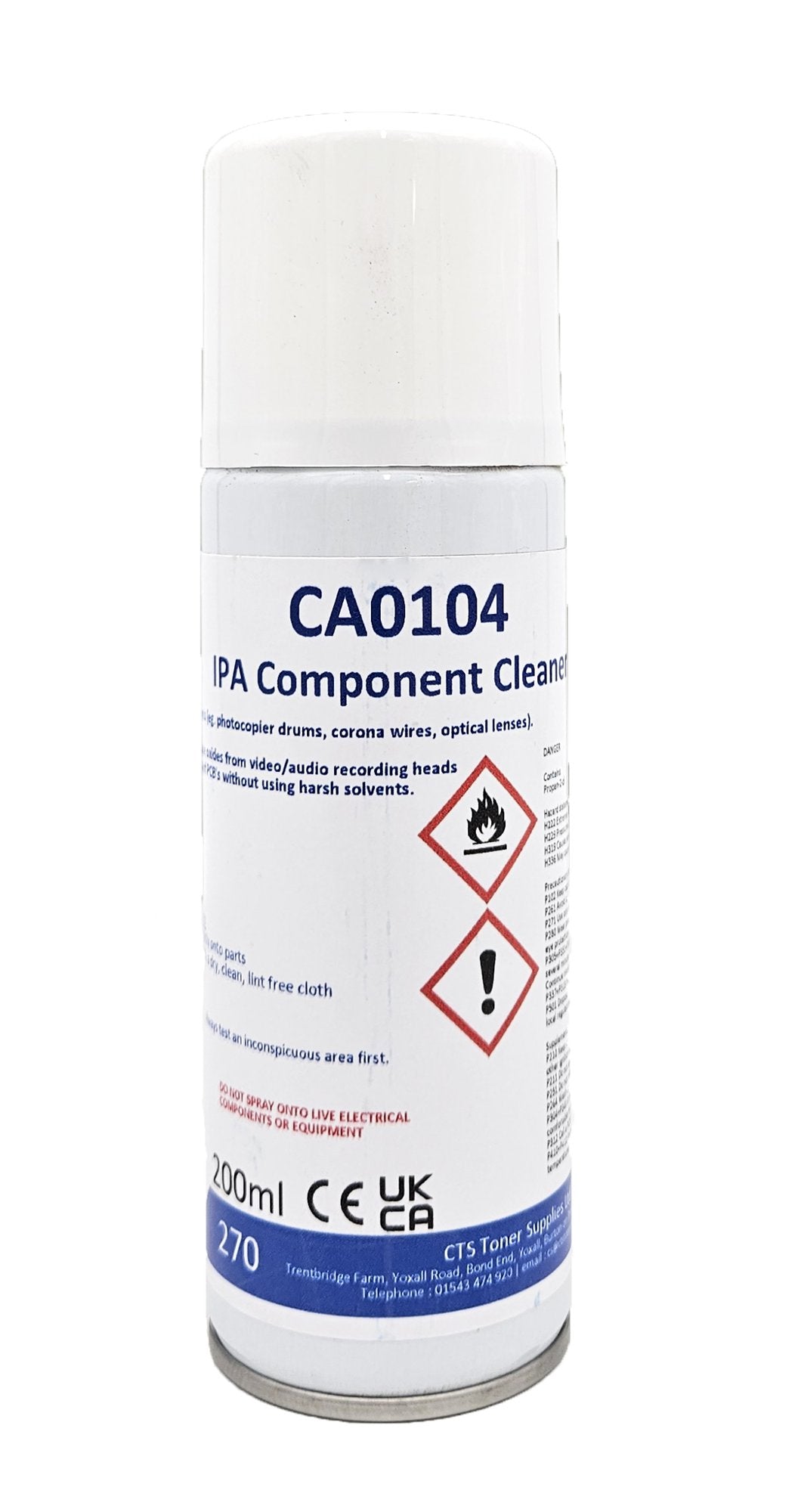 IPA Component Cleaner 200ml Aerosol (1) INCLUDES DIRECTIONAL STRAW INSERT