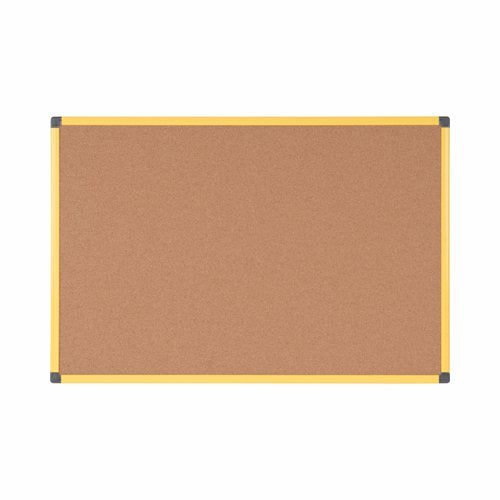 Bi-Office Ultrabrite Cork Noticeboard Yellow Aluminium Frame 1200x900mm - CA0511721 DD