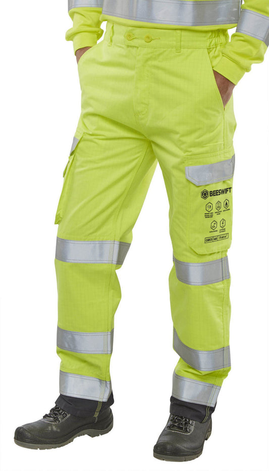 Beeswift High Visibility  Trousers Saturn Yellow / Navy 48T