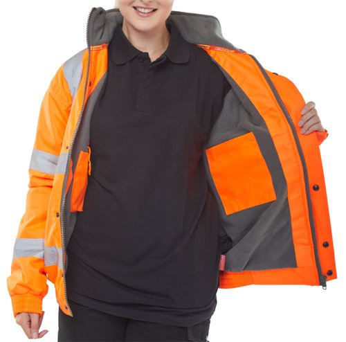 Beeswift Bomber Jacket Fleece Lined High Vis Orange X Large (Pack 1) - CBJFLORXL