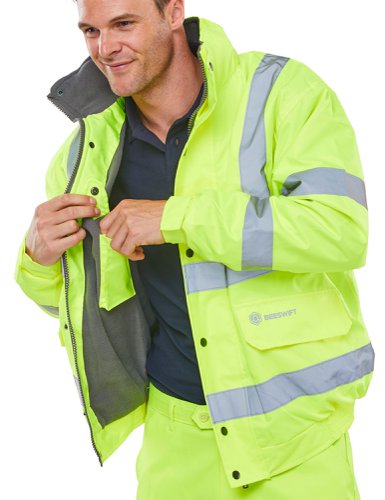 Beeswift Bomber Jacket Fleece Lined High Vis Yellow Large (Pack 1) - CBJFLSYL