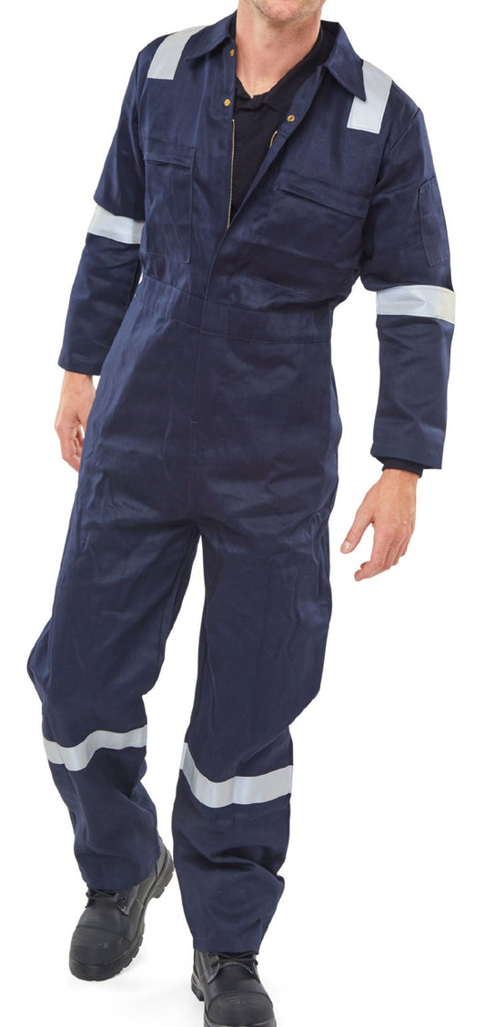 Beeswift Flame Retardant Burgan Boilersuit Anti-Static Navy Blue 56