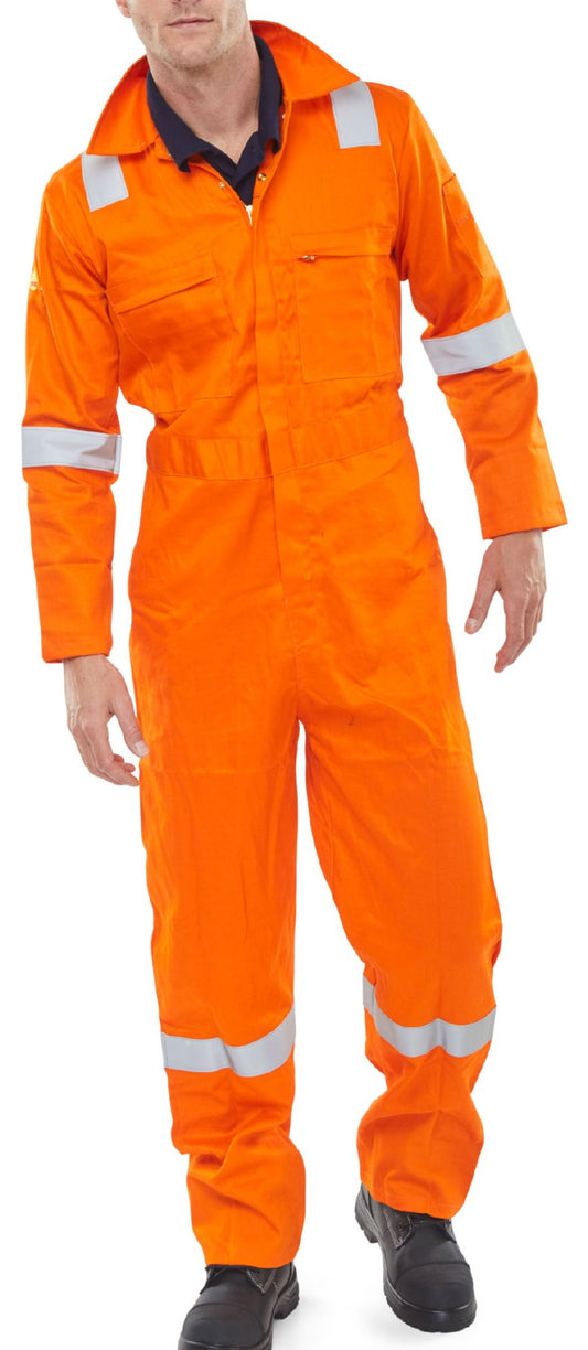 Beeswift Flame Retardant Burgan Boilersuit Anti-Static Orange 44