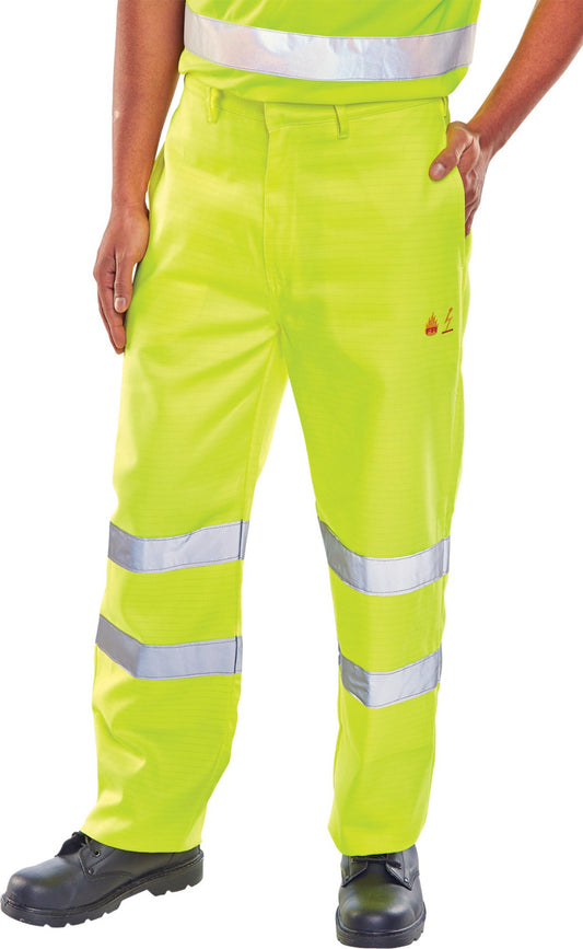 Beeswift Fire Retardant Anti Static Trousers En471 Saturn Yellow 48T