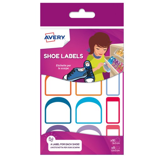 Avery Shoe Labels x8 Labels 15x30mm And x16 Labels 30x30mm White (Pack 24) - CHAUS12.UK