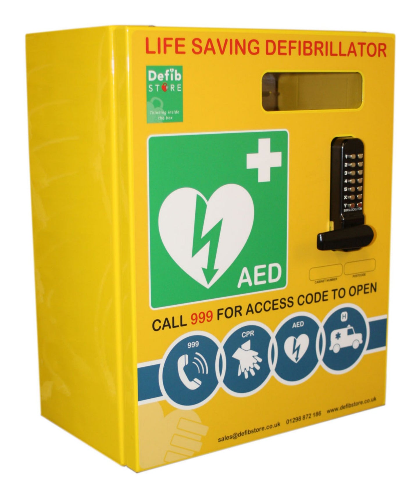 Click Medical Defibrillator Stainless Steel Cabinet With Lock & Electrics
