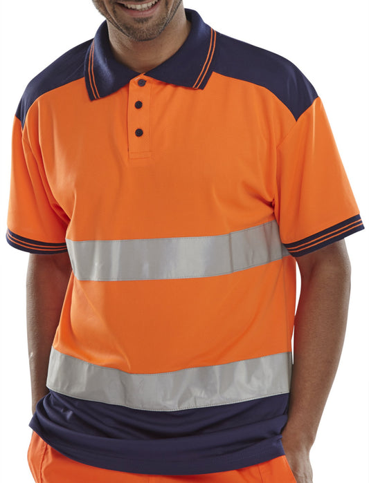 Beeswift Polo Shirt Two Tone Orange / Navy XL