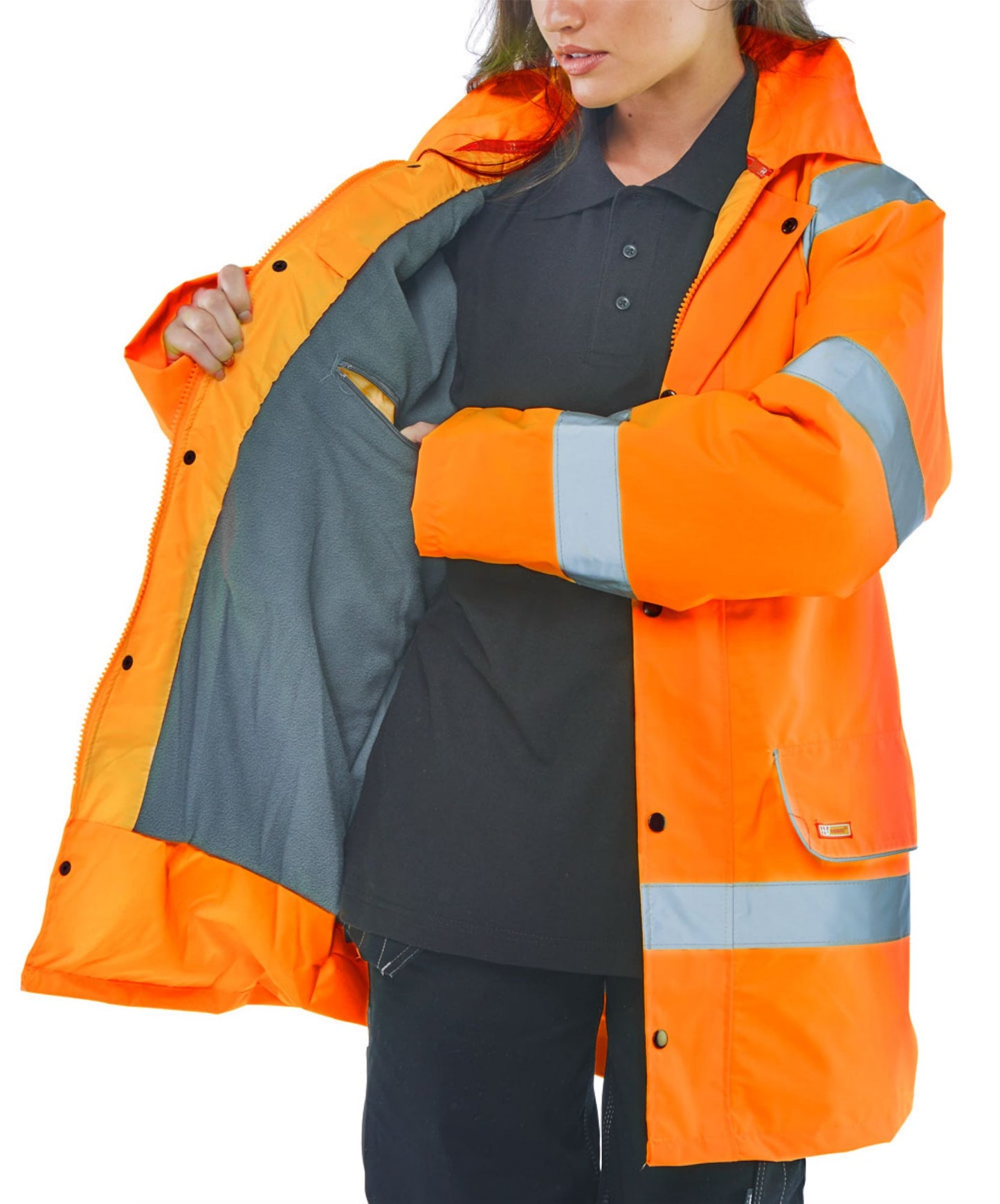 Beeswift High Visibility Fleece Lined Traffic Jacket Orange L