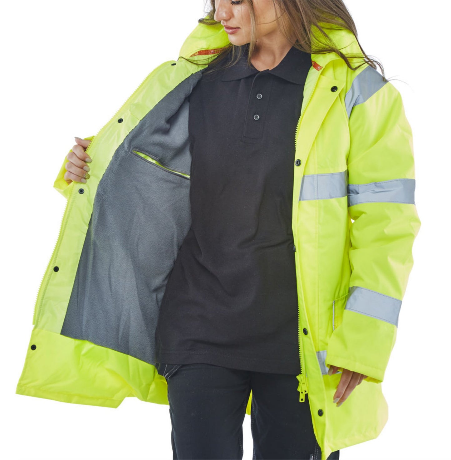 Beeswift High Visibility Fleece Lined Traffic Jacket Saturn Yellow S