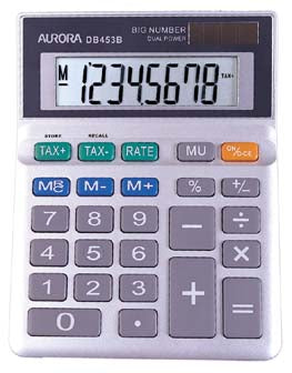 Aurora 8 Digit Semi Desktop Calculator Silver - DB453B