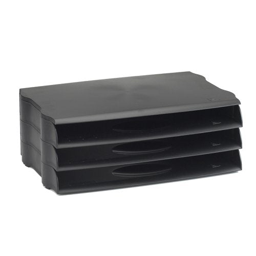 Avery Eco Wide Entry Letter Tray Stackable A4/Foolscap Landscape Black (Pack 3) - DR800BLK