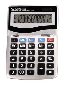 Aurora 12 Digit Desktop Calculator Silver - DT303