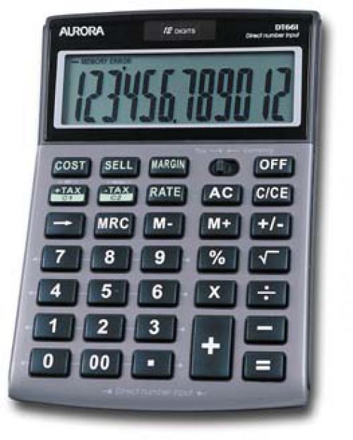 Aurora 12 Digit Semi Desktop Calculator Grey - DT661