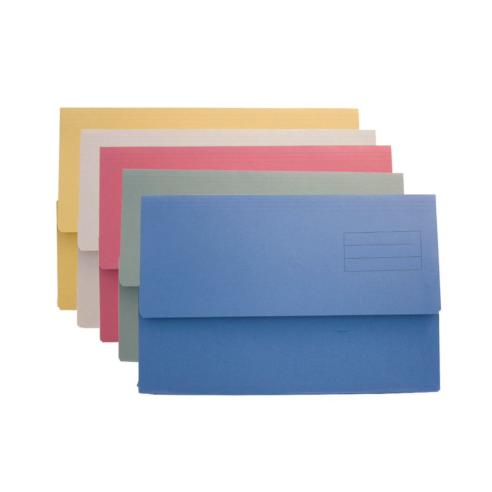 Exacompta Document Wallet Manilla Foolscap Half Flap 250gsm Assorted (Pack 50) - DW250-ASTZ