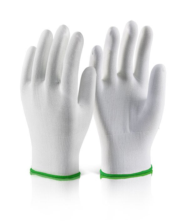 Beeswift POLYESTER KNITTED LINER GLOVE WHITE LGE (SIZE 9)  Pk10