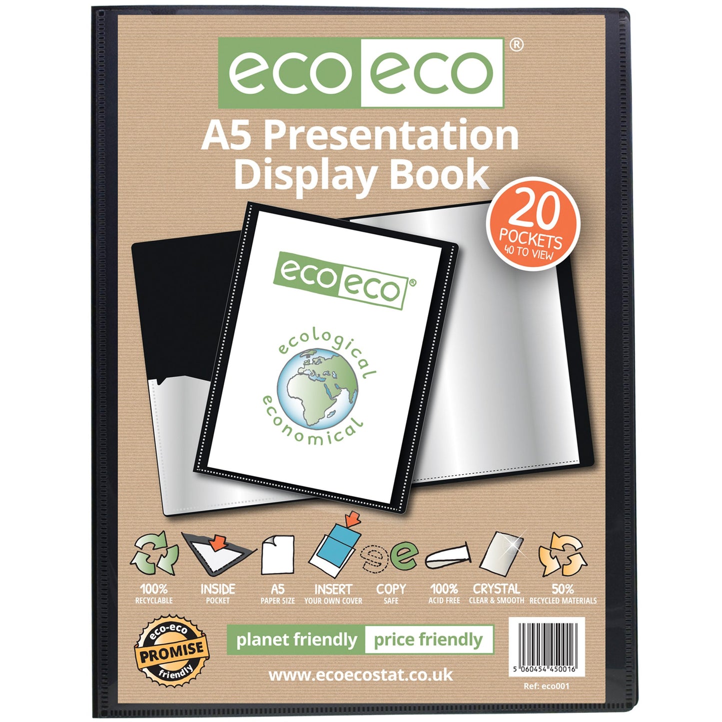 A5 50% Recycled 20 Pocket Presentation Display Book (1)