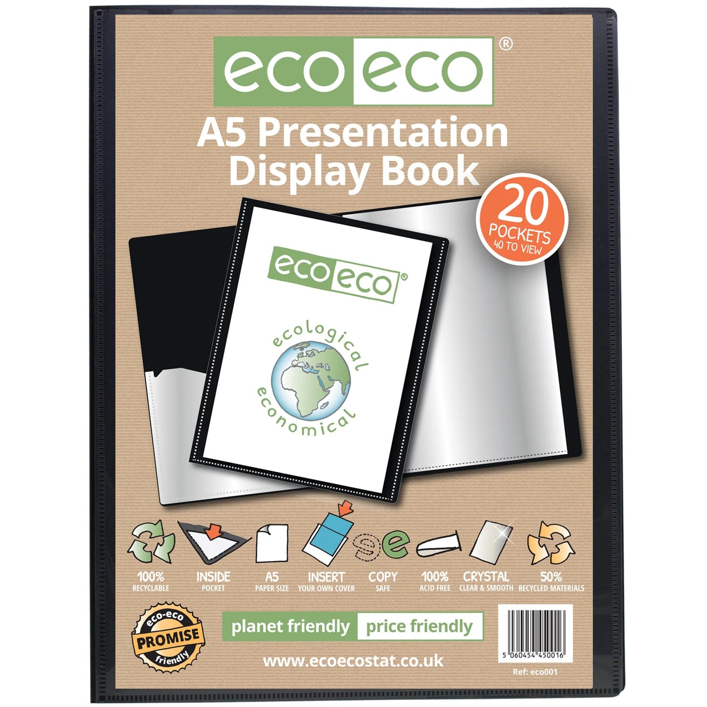A5 50% Recycled 20 Pocket Presentation Display Book (1)
