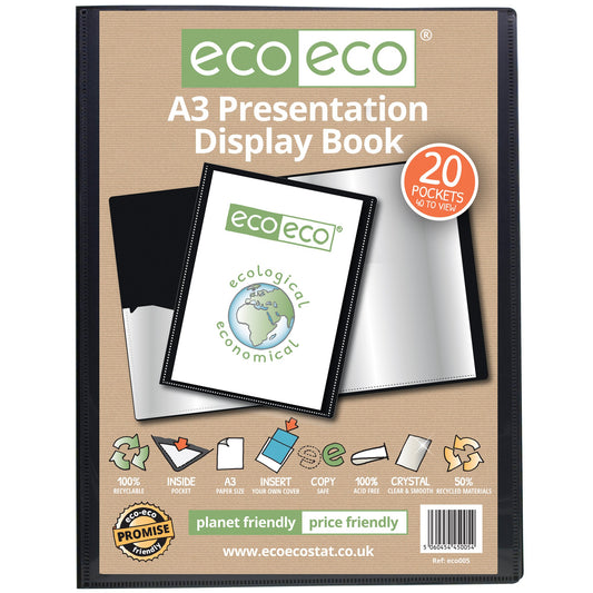 A3 50% Recycled 20 Pocket Presentation Display Book (1)