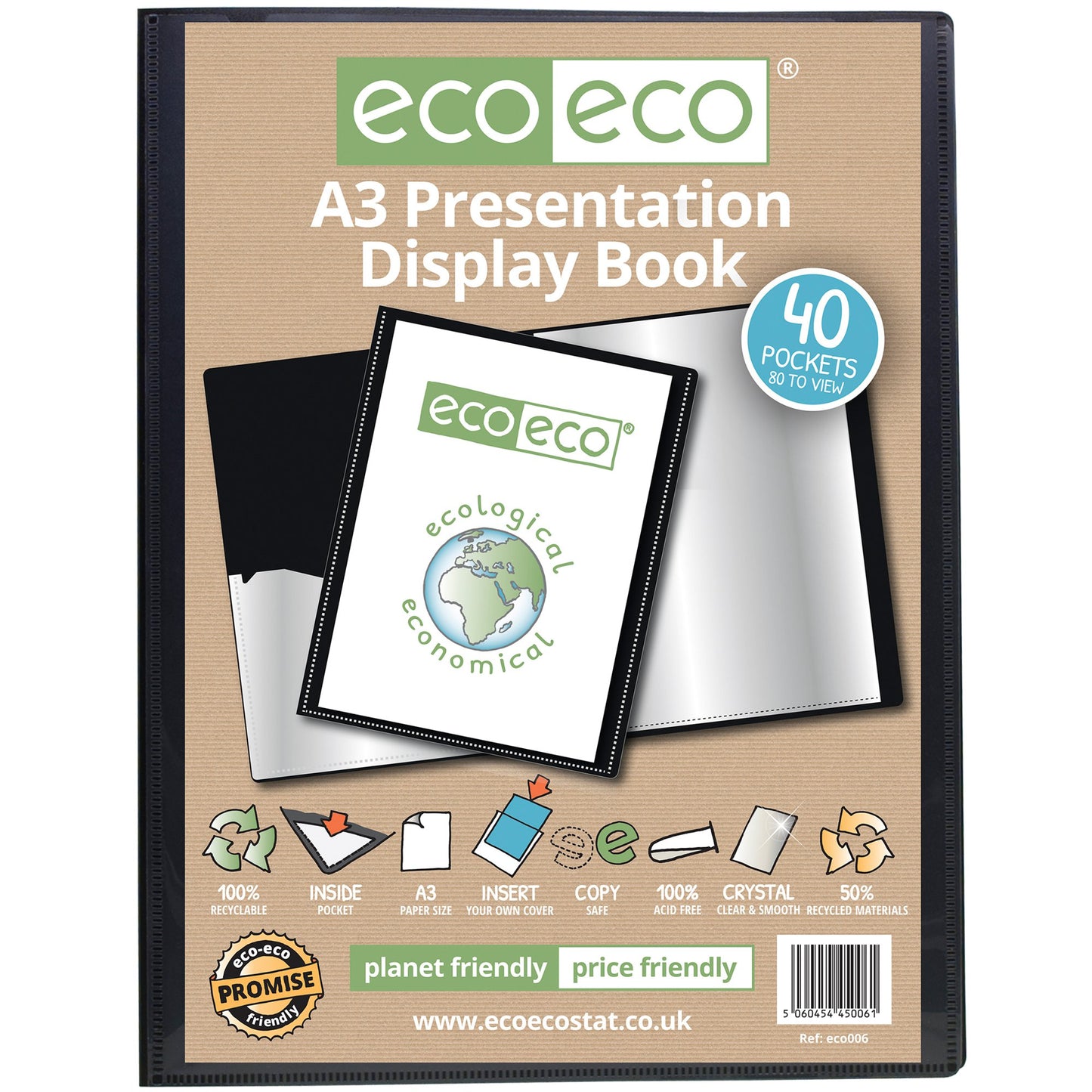 A3 50% Recycled 40 Pocket Presentation Display Book (1)