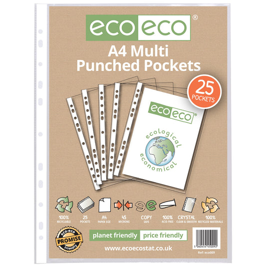 A4 100% Recycled Bag 25 Multi Punched Pockets (1)