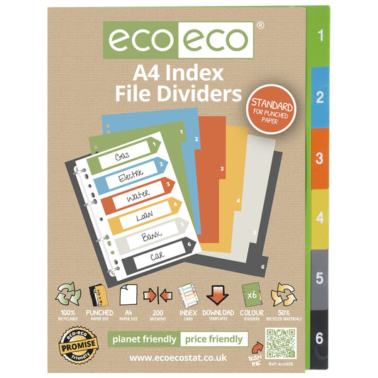 A4 50% Recycled Set 6 Index File Dividers (1)