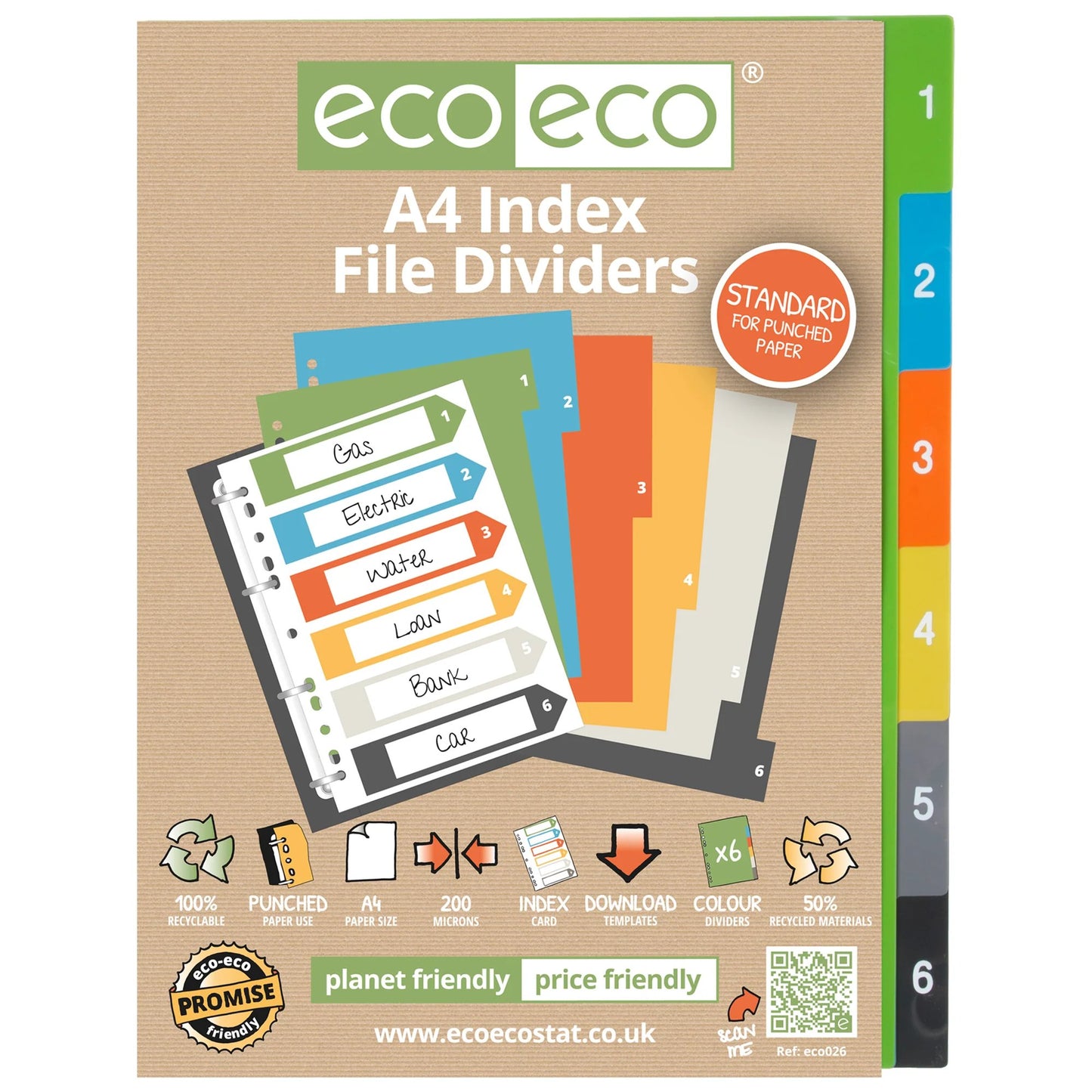 A4 Set 6 Index File Dividers