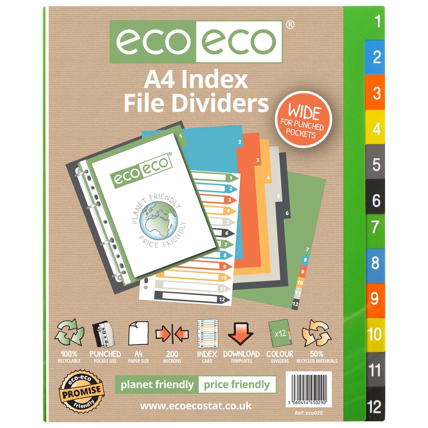 A4 Set 12 Wide Index File Dividers