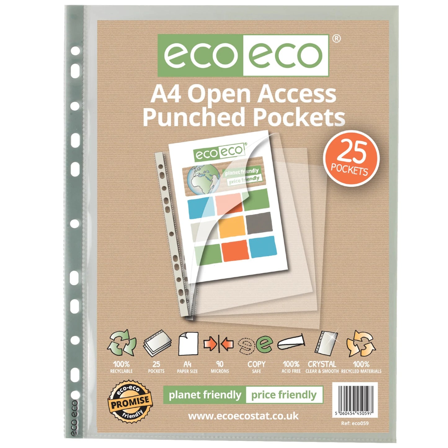 A4 100% Recycled Bag 25 Premier Open Access Multi Punched Pockets (1)