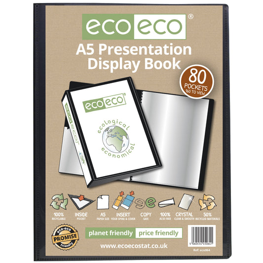 A5 50% Recycled 80 Pocket Presentation Display Book (1)