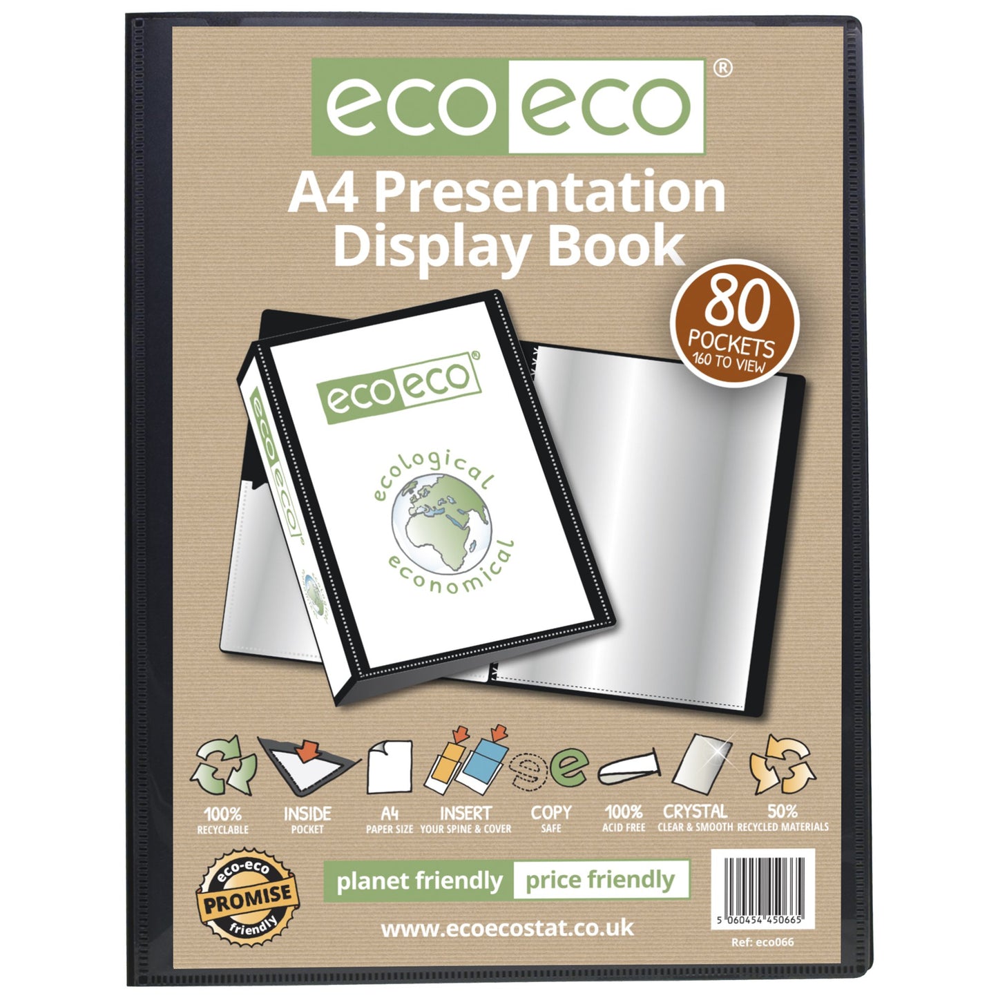 A4 50% Recycled 80 Pocket Presentation Display Book (1)