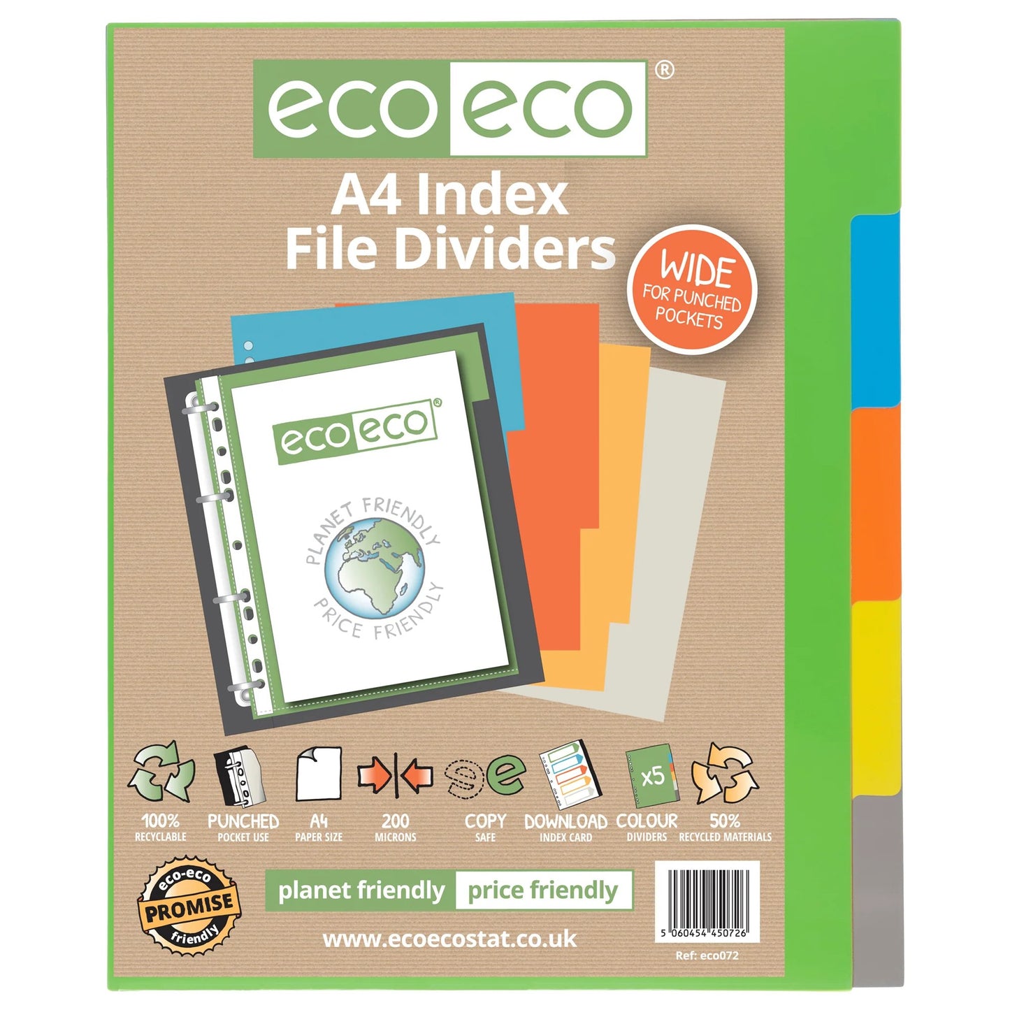 A4 50% Recycled Set 5 Wide Index File Dividers (1)