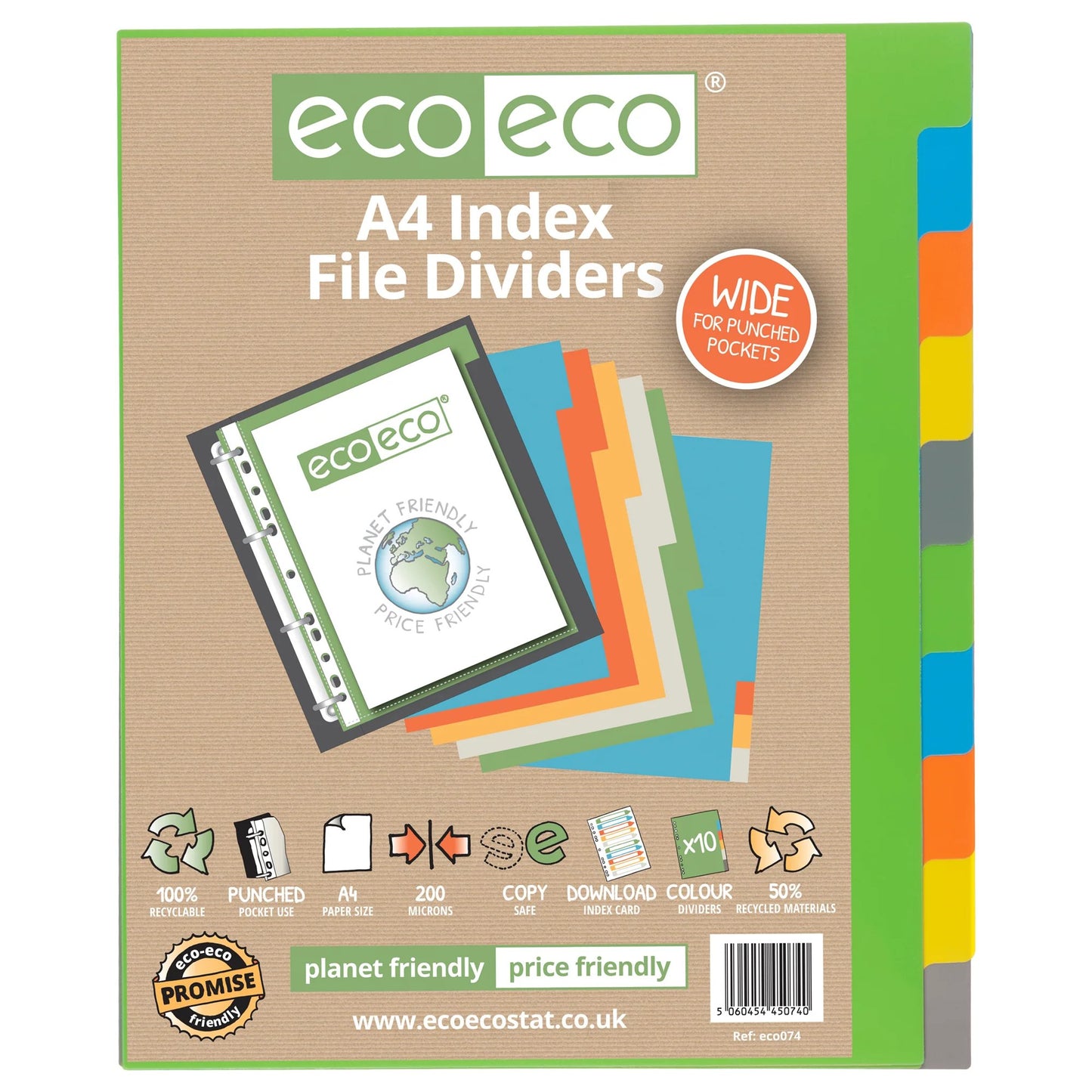 A4 50% Recycled Set 10 Wide Index File Dividers (1)