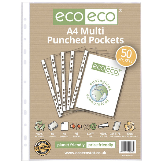 A4 100% Recycled Bag 50 Multi Punched Pockets (1)