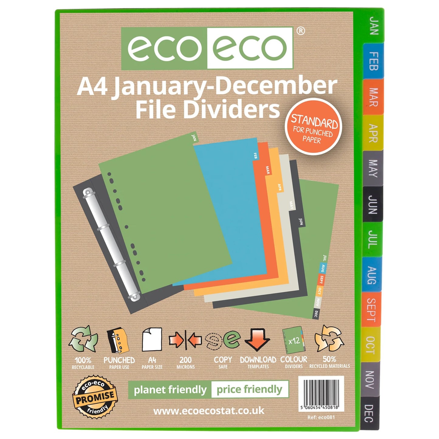 A4 50% Recycled January - December Index File Dividers (1)