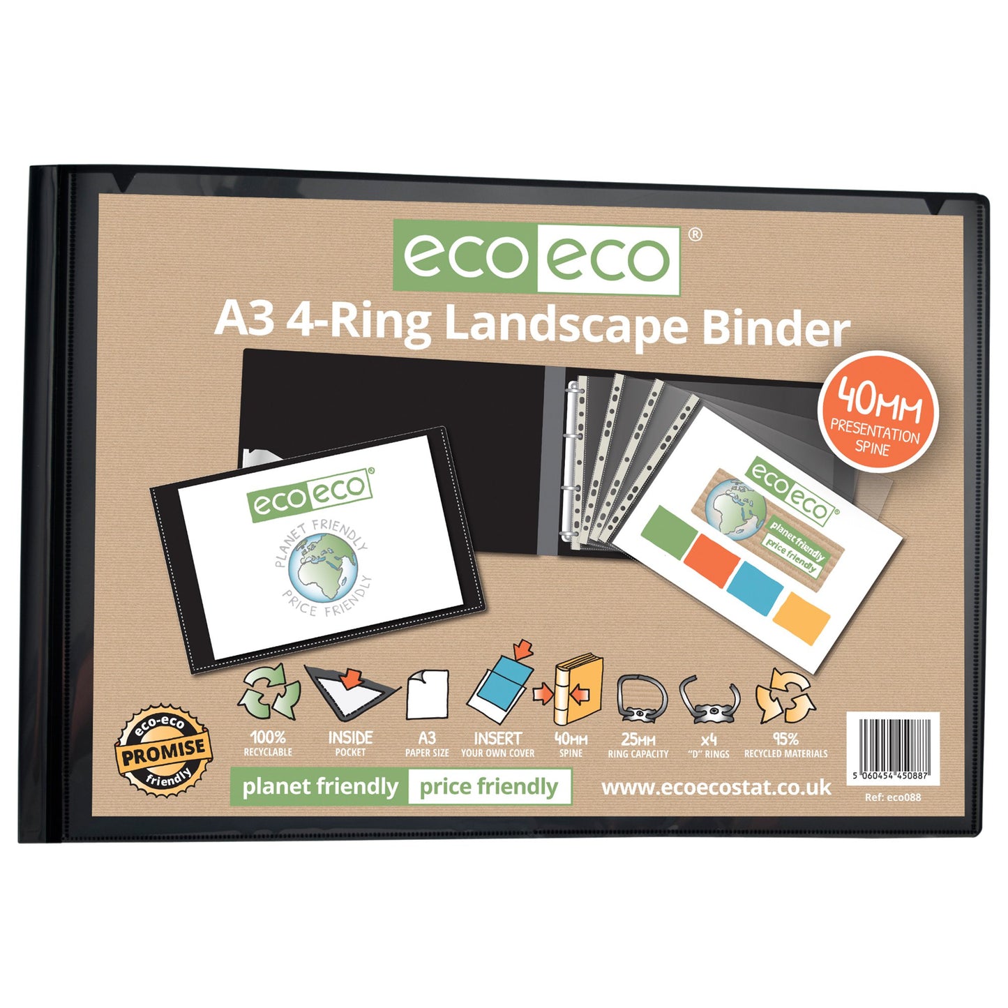 A3 95% Recycled Presentation 4 Ring Landscape Binder (1)