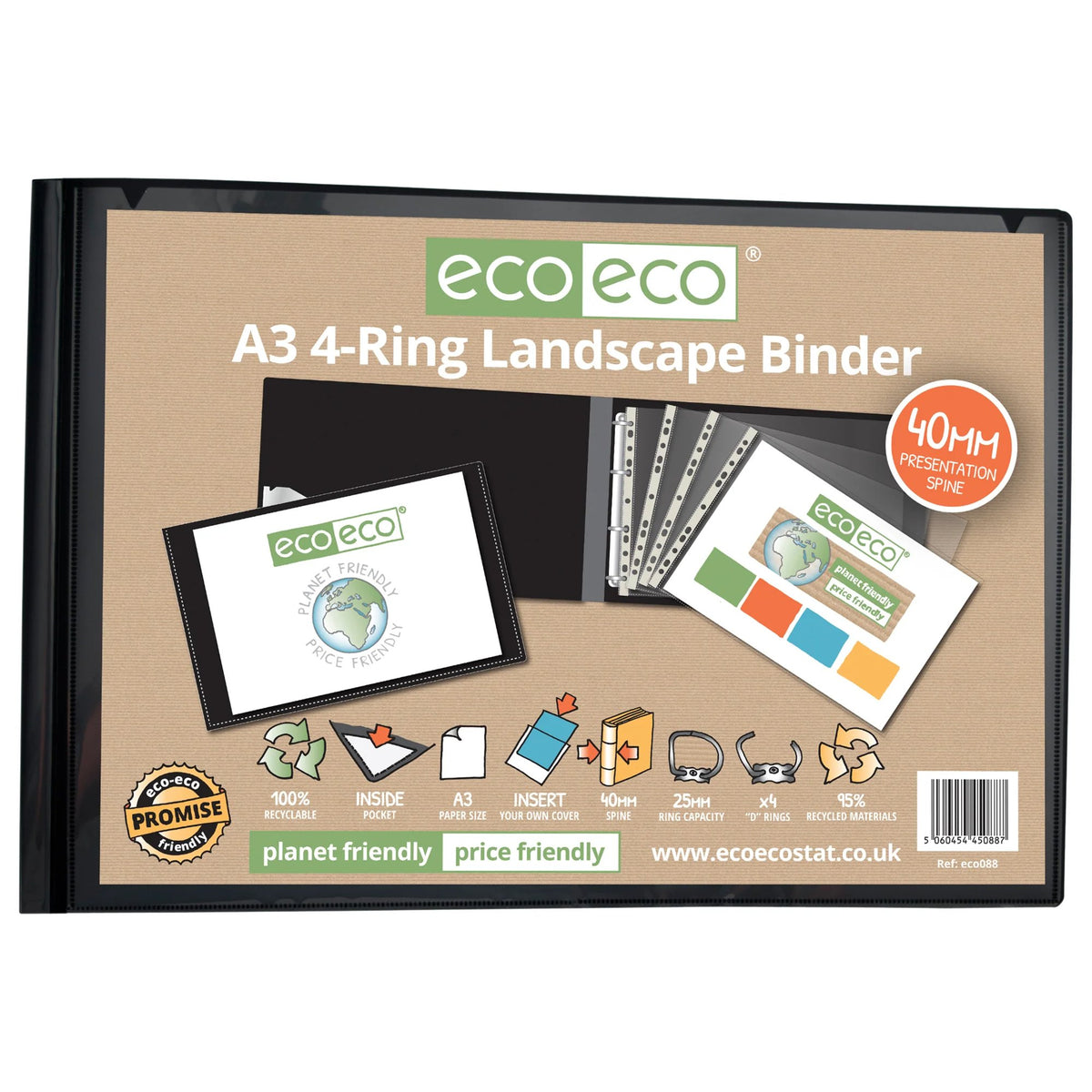 A3 95% Recycled 4 D Ring Landscape Binde