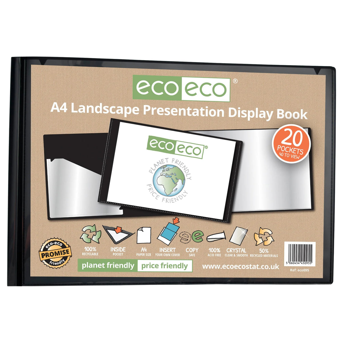 A4 20 Pocket Landscape Display Book