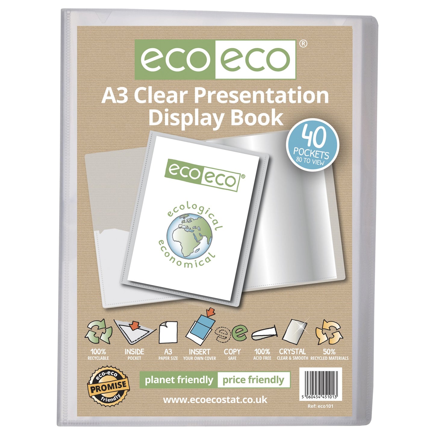 A3 50% Recycled Clear 40 Pocket Presentation Display Book (1)