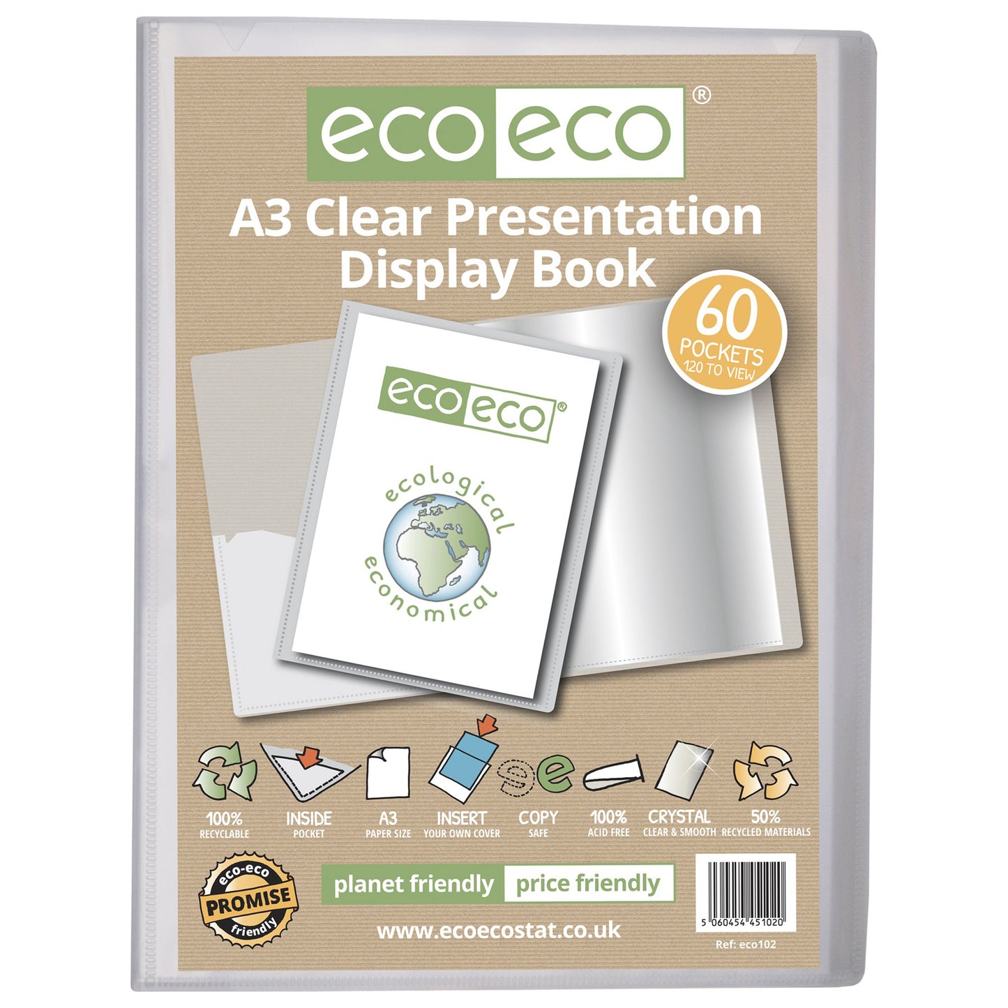 A3 50% Recycled Clear 60 Pocket Presentation Display Book (1)