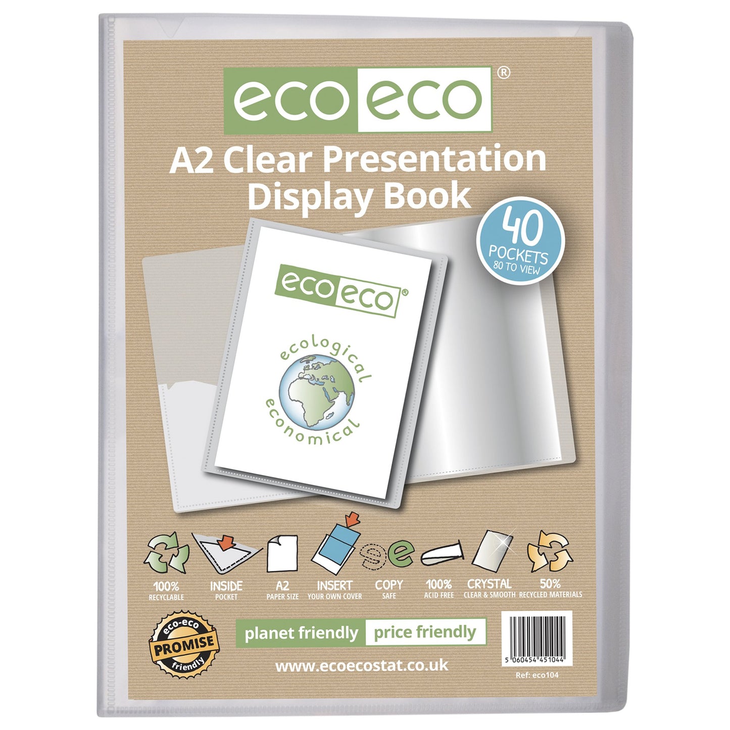 A2 50% Recycled Clear 40 Pocket Presentation Display Book (1)