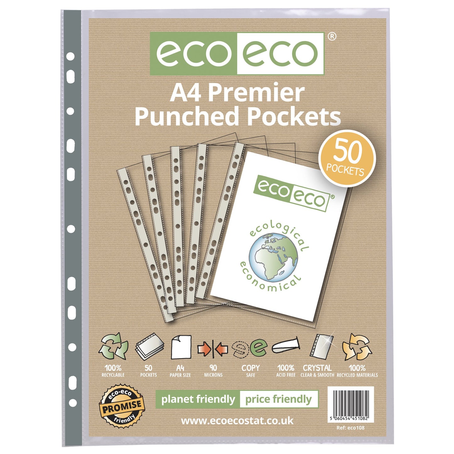 A4 100% Recycled Bag 50 Premier Multi Punched Pockets (1)