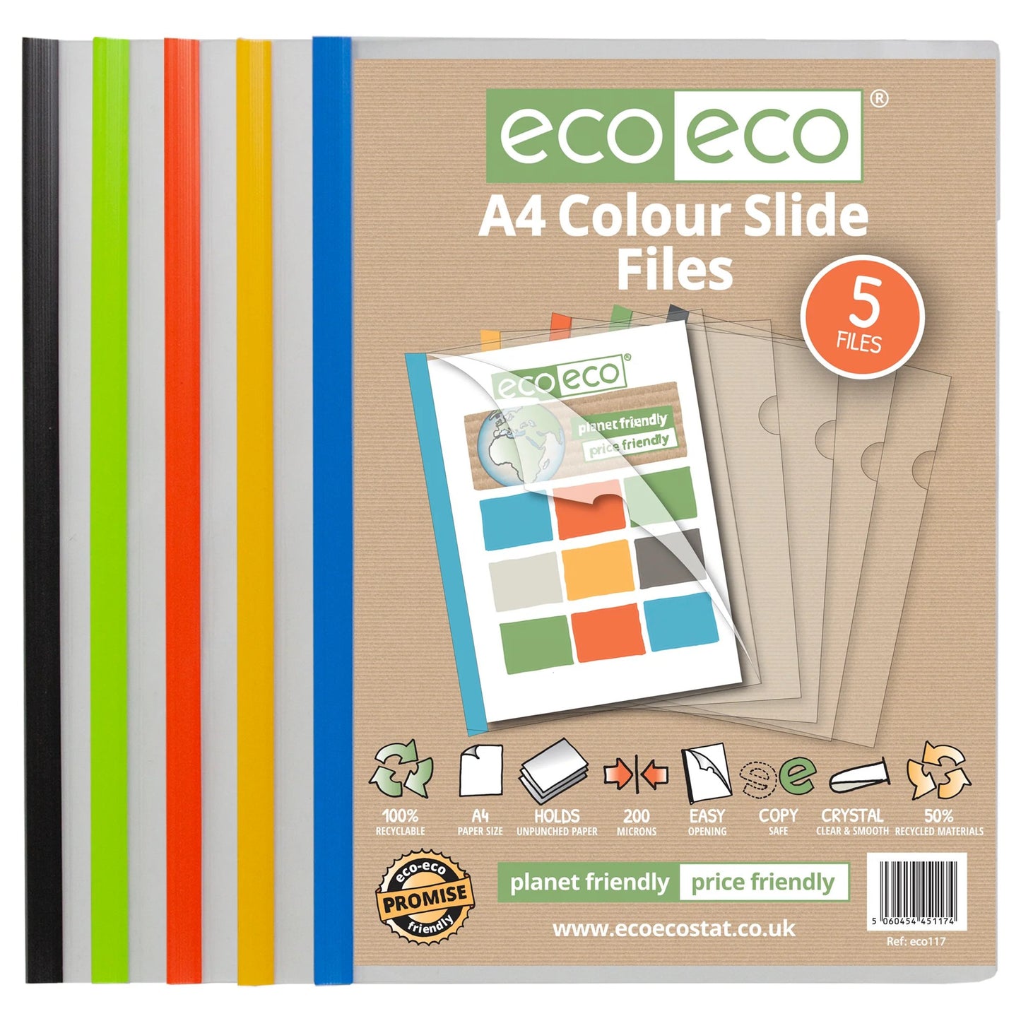 A4 50% Recycled Colour Pack 5 Easy Slide Files (1)