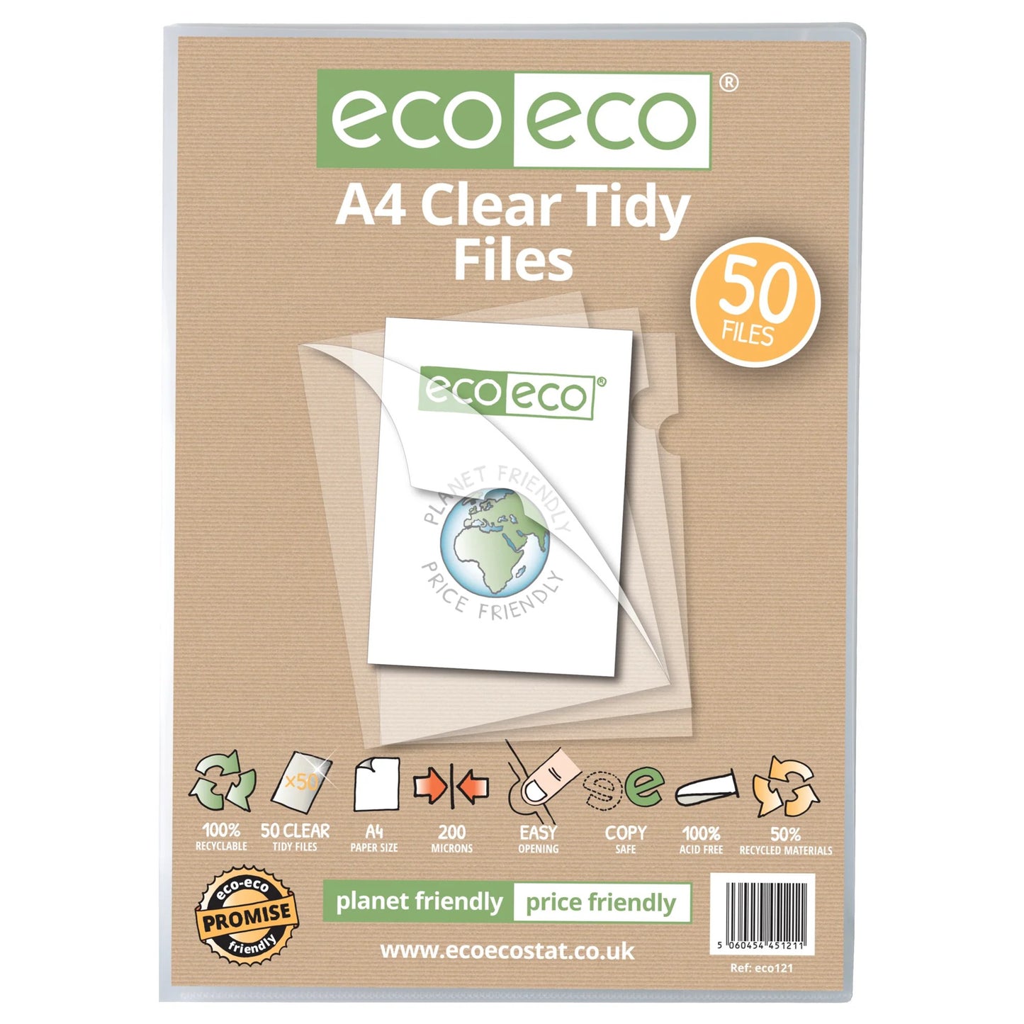 A4 50% Recycled Bag 50 Clear Tidy Files (1)