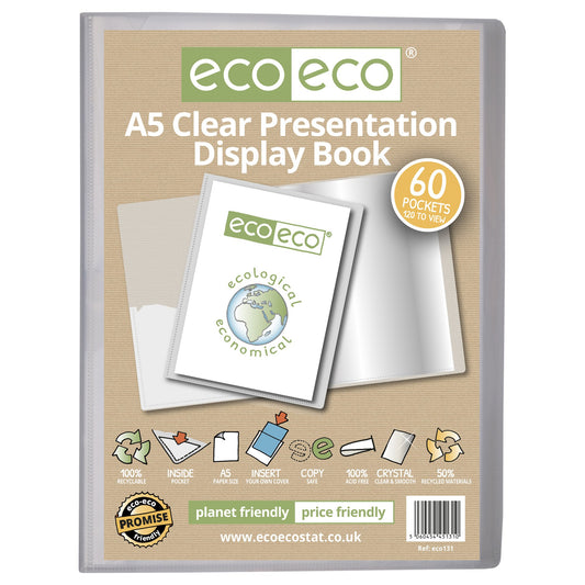 A5 50% Recycled Clear 60 Pocket Presentation Display Book (1)