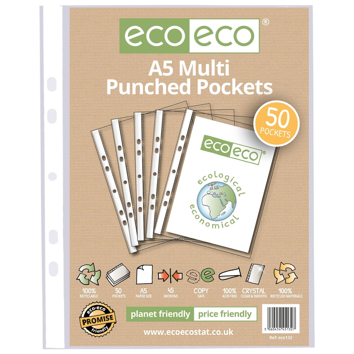 A5 100% Recycled Bag 50 Multi Punched Pockets (1)