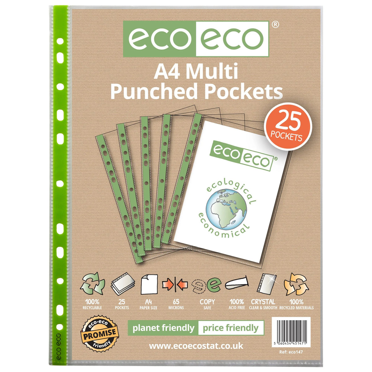 A4 Bag 25 Punched Pockets 65 Micron